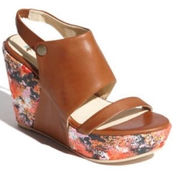 Faryl Robin 'Thea' Wedge In Terra Leather Sandal 8